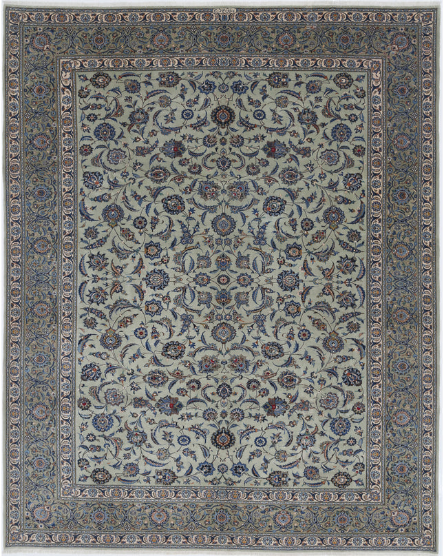 Kashan 9' 11" X 11' 6" Hand Knotted Wool Rug 9' 11" X 11' 6" (302 X 351) / Green / Wool
