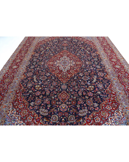Kashan 9' 6" X 13' 3" Hand Knotted Wool Rug 9' 6" X 13' 3" (290 X 404) / Blue / Wool