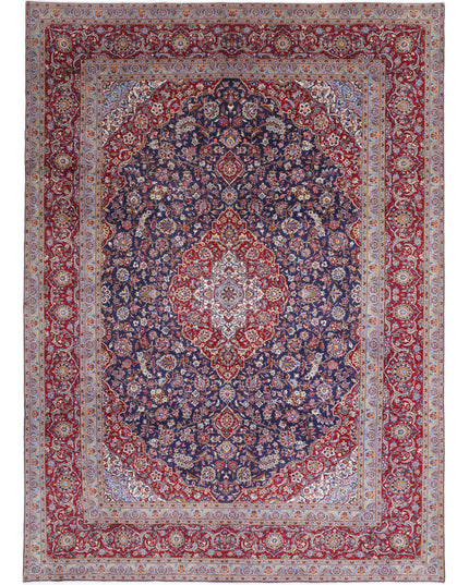 Kashan 9' 6" X 13' 3" Hand Knotted Wool Rug 9' 6" X 13' 3" (290 X 404) / Blue / Wool