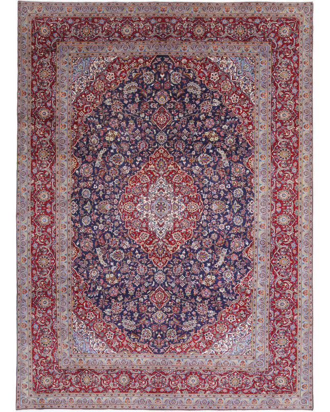 Kashan 9' 6" X 13' 3" Hand Knotted Wool Rug 9' 6" X 13' 3" (290 X 404) / Blue / Wool