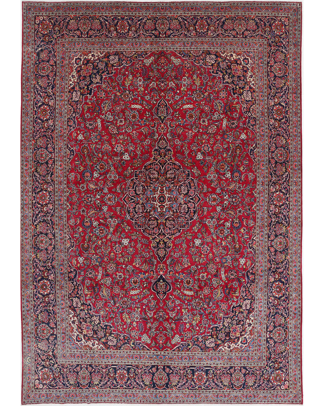 Kashan 9' 0" X 12' 1" Hand Knotted Wool Rug 9' 0" X 12' 1" (274 X 368) / Red / Wool