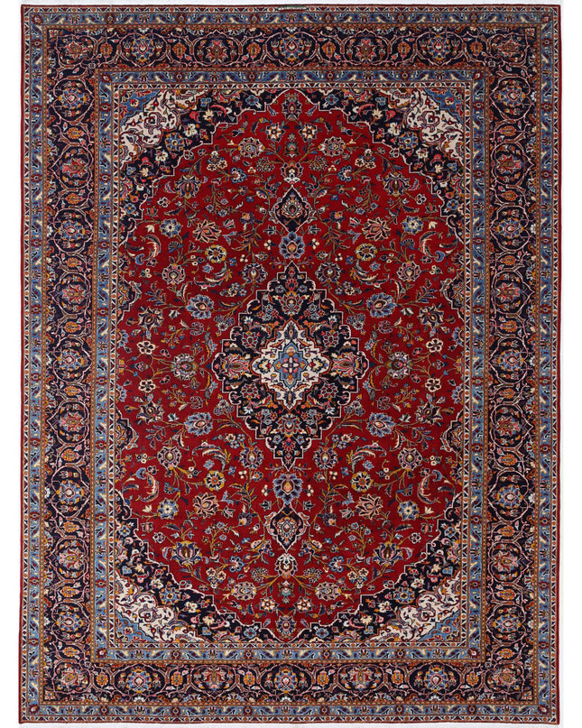 Kashan 9' 7" X 12' 9" Hand Knotted Wool Rug 9' 7" X 12' 9" (292 X 389) / Red / Wool