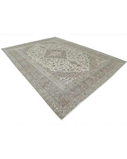 Kashan 9' 7" X 13' 1" Hand Knotted Wool Rug 9' 7" X 13' 1" (292 X 399) / Ivory / Wool