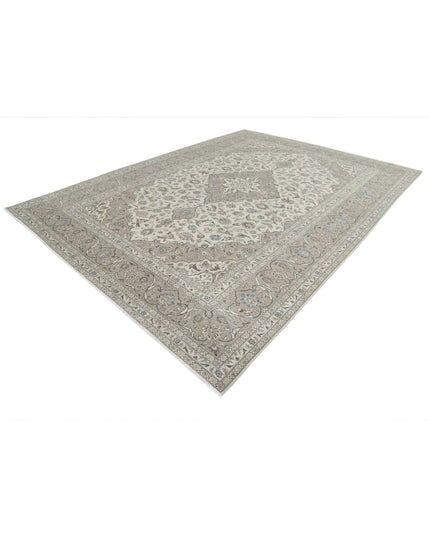 Kashan 9' 7" X 13' 1" Hand Knotted Wool Rug 9' 7" X 13' 1" (292 X 399) / Ivory / Wool
