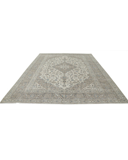 Kashan 9' 7" X 13' 1" Hand Knotted Wool Rug 9' 7" X 13' 1" (292 X 399) / Ivory / Wool