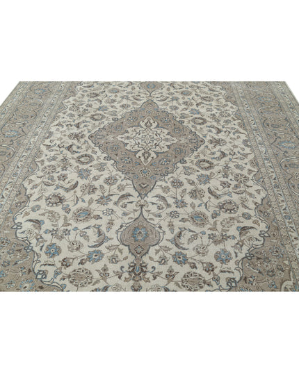 Kashan 9' 7" X 13' 1" Hand Knotted Wool Rug 9' 7" X 13' 1" (292 X 399) / Ivory / Wool