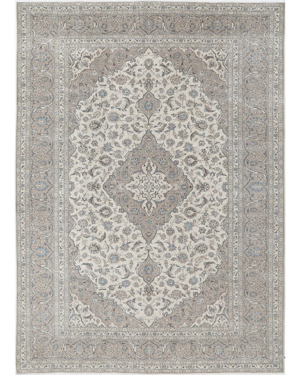 Kashan 9' 7" X 13' 1" Hand Knotted Wool Rug 9' 7" X 13' 1" (292 X 399) / Ivory / Wool