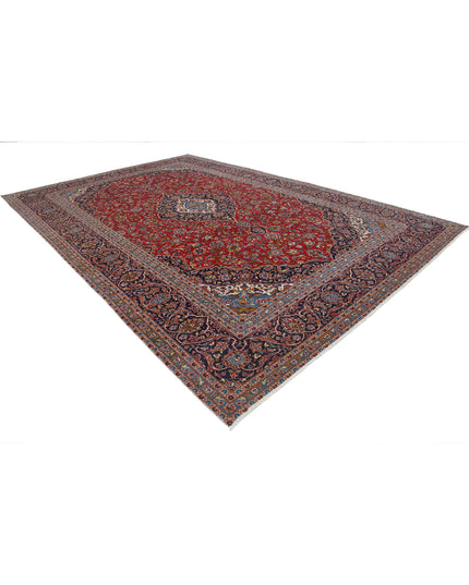 Kashan 9' 6" X 14' 6" Hand Knotted Wool Rug 9' 6" X 14' 6" (290 X 442) / Red / Wool