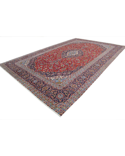 Kashan 9' 6" X 14' 6" Hand Knotted Wool Rug 9' 6" X 14' 6" (290 X 442) / Red / Wool
