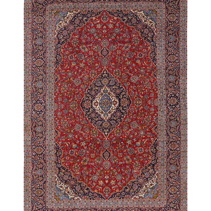 Kashan 9' 6" X 14' 6" Hand Knotted Wool Rug 9' 6" X 14' 6" (290 X 442) / Red / Wool