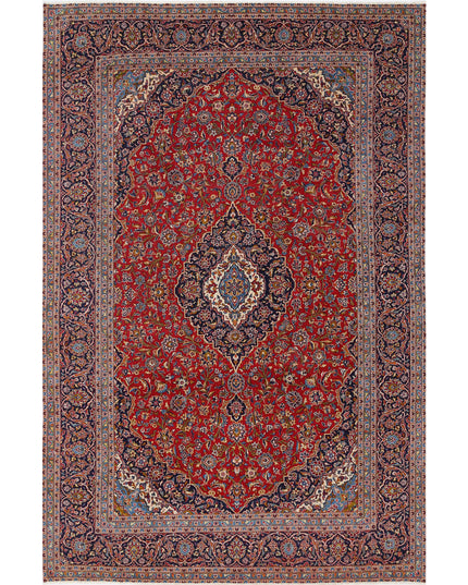 Kashan 9' 6" X 14' 6" Hand Knotted Wool Rug 9' 6" X 14' 6" (290 X 442) / Red / Wool