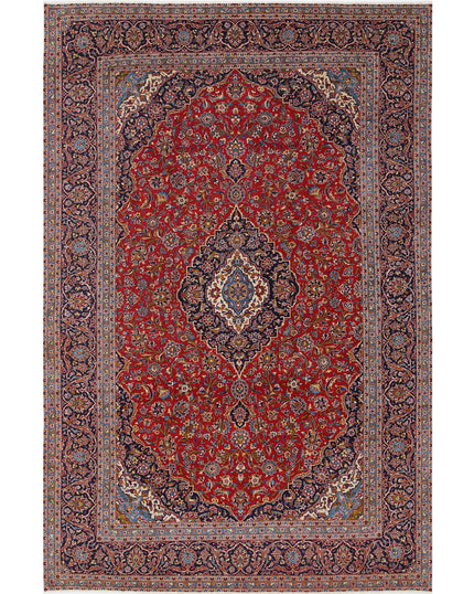 Kashan 9' 6" X 14' 6" Hand Knotted Wool Rug 9' 6" X 14' 6" (290 X 442) / Red / Wool