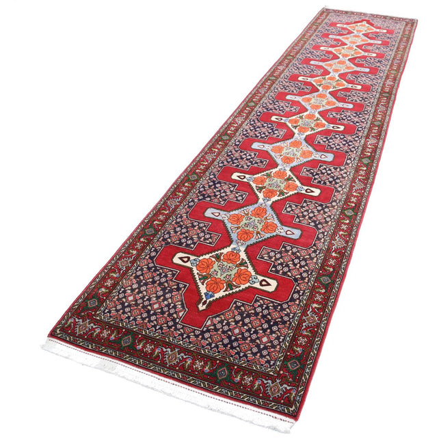 Kashan 2' 11" X 12' 11" Hand Knotted Wool Rug 2' 11" X 12' 11" (89 X 394) / Red / Blue