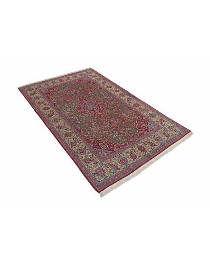 Kashan 4' 1" X 6' 9" Hand Knotted Wool & Silk Rug 4' 1" X 6' 9" (124 X 206) / Green / Wool & Silk