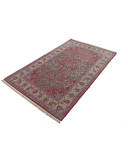 Kashan 4' 1" X 6' 9" Hand Knotted Wool & Silk Rug 4' 1" X 6' 9" (124 X 206) / Green / Wool & Silk