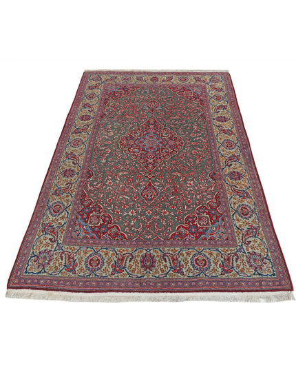 Kashan 4' 1" X 6' 9" Hand Knotted Wool & Silk Rug 4' 1" X 6' 9" (124 X 206) / Green / Wool & Silk