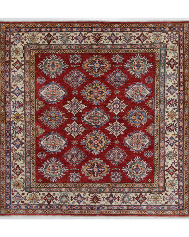Kazak 5' 11" X 6' 0" Hand Knotted Wool Rug 5' 11" X 6' 0" (180 X 183) / Red / Wool