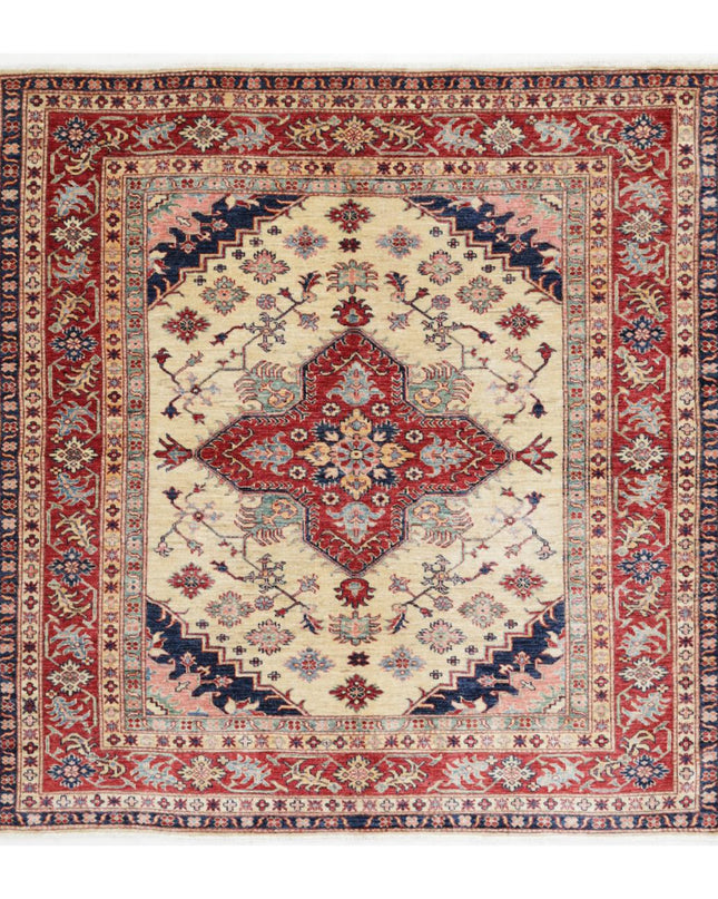 Kazak 6' 1" X 6' 4" Hand Knotted Wool Rug 6' 1" X 6' 4" (185 X 193) / Ivory / Wool
