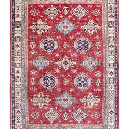 Kazak 5' 6" X 7' 5" Hand Knotted Wool Rug 5' 6" X 7' 5" (168 X 226) / Red / Wool