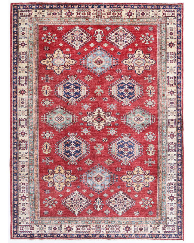 Kazak 5' 6" X 7' 5" Hand Knotted Wool Rug 5' 6" X 7' 5" (168 X 226) / Red / Wool