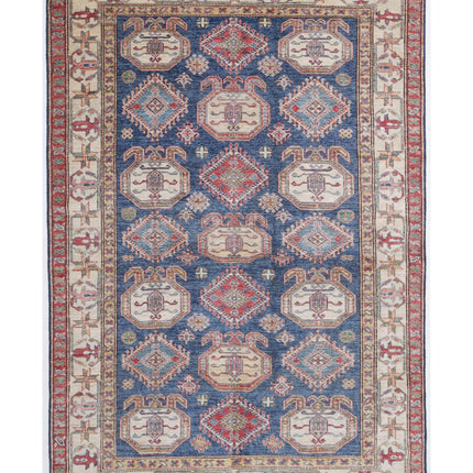 Kazak 5' 6" X 8' 1" Hand Knotted Wool Rug 5' 6" X 8' 1" (168 X 246) / Blue / Wool