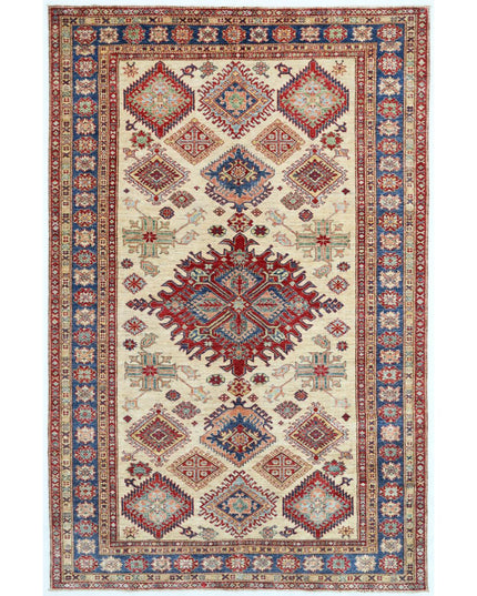 Kazak 6' 4" X 9' 9" Hand Knotted Wool Rug 6' 4" X 9' 9" (193 X 297) / Ivory / Wool