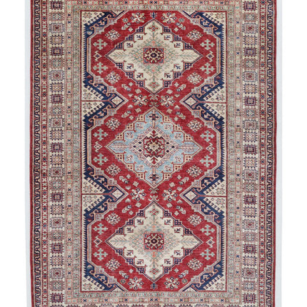 Kazak 5' 6" X 7' 11" Hand Knotted Wool Rug 5' 6" X 7' 11" (168 X 241) / Red / Wool