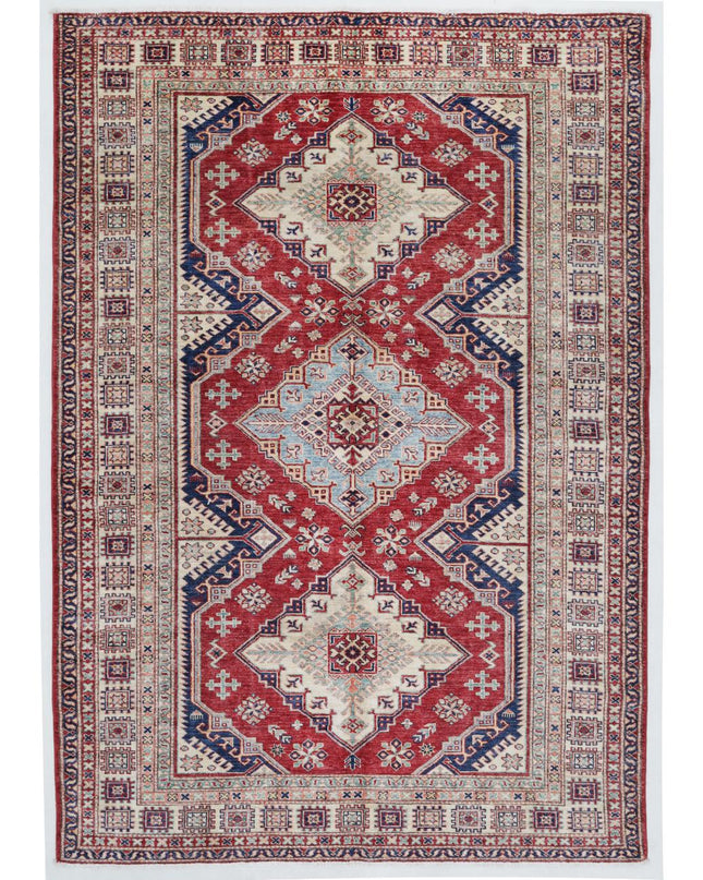Kazak 5' 6" X 7' 11" Hand Knotted Wool Rug 5' 6" X 7' 11" (168 X 241) / Red / Wool