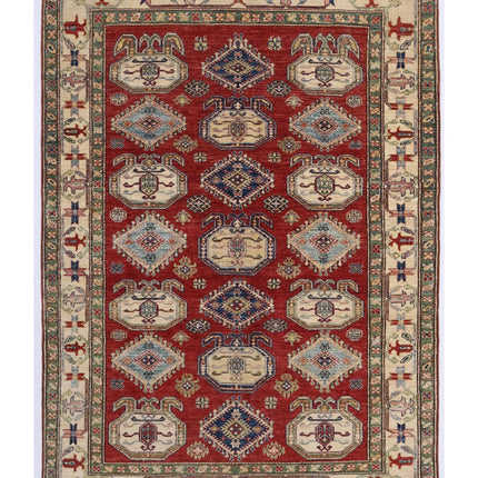 Kazak 5' 7" X 7' 10" Hand Knotted Wool Rug 5' 7" X 7' 10" (170 X 239) / Red / Wool