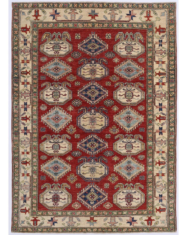 Kazak 5' 7" X 7' 10" Hand Knotted Wool Rug 5' 7" X 7' 10" (170 X 239) / Red / Wool