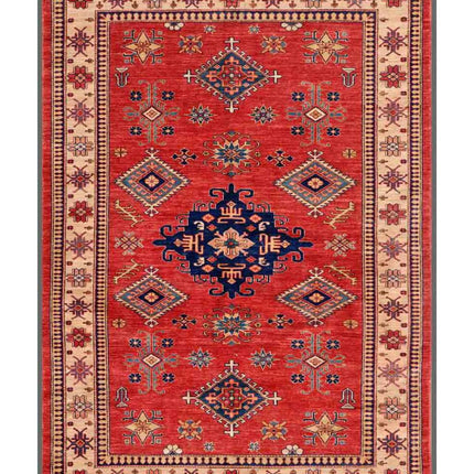 Kazak 5' 5" X 7' 7" Hand Knotted Wool Rug 5' 5" X 7' 7" (165 X 231) / Red / Wool