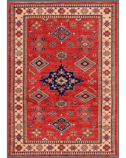Kazak 5' 5" X 7' 7" Hand Knotted Wool Rug 5' 5" X 7' 7" (165 X 231) / Red / Wool