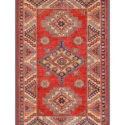 Kazak 3' 0" X 4' 9" Hand Knotted Wool Rug 3' 0" X 4' 9" (91 X 145) / Red / Wool