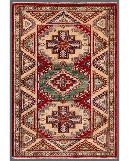 Kazak 3' 0" X 4' 6" Hand Knotted Wool Rug 3' 0" X 4' 6" (91 X 137) / Red / Wool