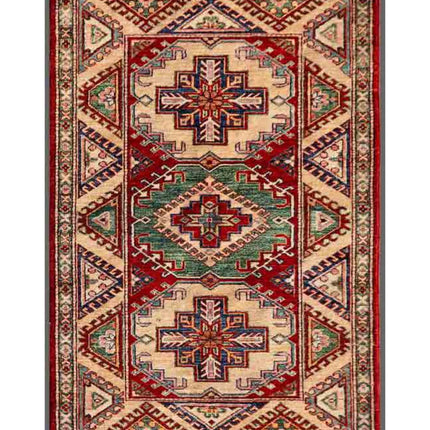 Kazak 3' 0" X 4' 7" Hand Knotted Wool Rug 3' 0" X 4' 7" (91 X 140) / Red / Wool