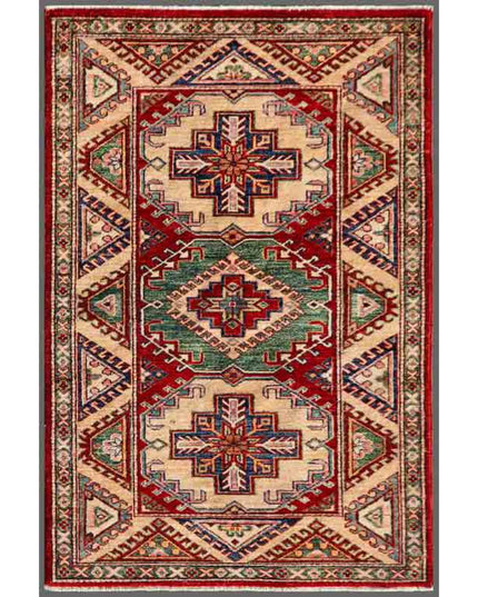 Kazak 3' 0" X 4' 7" Hand Knotted Wool Rug 3' 0" X 4' 7" (91 X 140) / Red / Wool