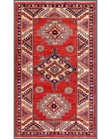 Kazak 2' 11" X 4' 10" Hand Knotted Wool Rug 2' 11" X 4' 10" (89 X 147) / Red / Wool