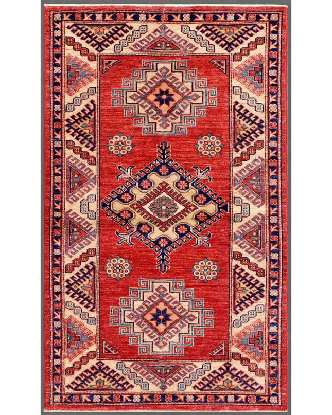 Kazak 2' 11" X 4' 10" Hand Knotted Wool Rug 2' 11" X 4' 10" (89 X 147) / Red / Wool