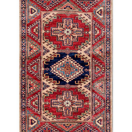 Kazak 3' 0" X 4' 9" Hand Knotted Wool Rug 3' 0" X 4' 9" (91 X 145) / Ivory / Wool