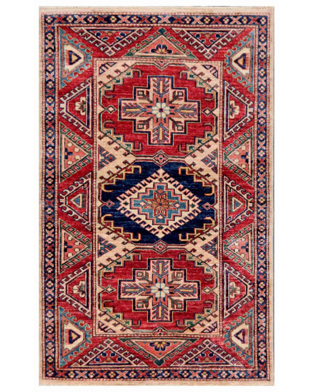 Kazak 3' 0" X 4' 9" Hand Knotted Wool Rug 3' 0" X 4' 9" (91 X 145) / Ivory / Wool