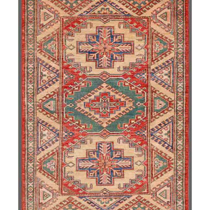 Kazak 3' 2" X 4' 6" Hand Knotted Wool Rug 3' 2" X 4' 6" (97 X 137) / Red / Wool