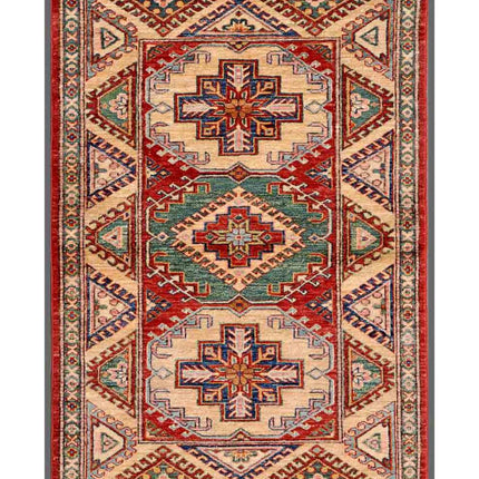 Kazak 3' 0" X 4' 6" Hand Knotted Wool Rug 3' 0" X 4' 6" (91 X 137) / Red / Wool