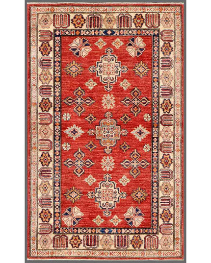 Kazak 3' 2" X 5' 2" Hand Knotted Wool Rug 3' 2" X 5' 2" (97 X 158) / Red / Wool