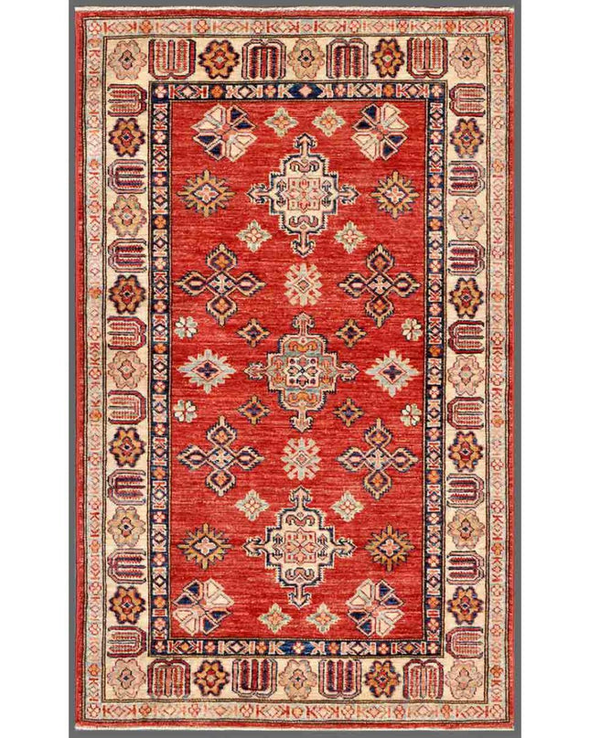 Kazak 3' 2" X 5' 2" Hand Knotted Wool Rug 3' 2" X 5' 2" (97 X 158) / Red / Wool