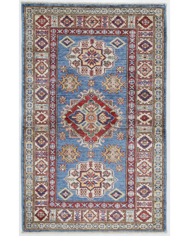 Kazak 2' 5" X 3' 10" Hand Knotted Wool Rug 2' 5" X 3' 10" (74 X 117) / Blue / Wool