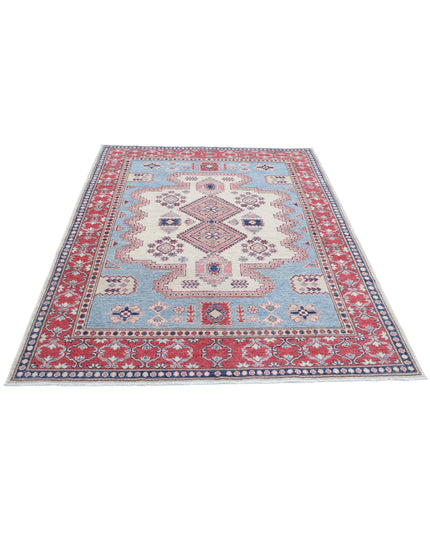 Kazak 5' 1" X 6' 9" Hand Knotted Wool Rug 5' 1" X 6' 9" (155 X 206) / Teal / Wool