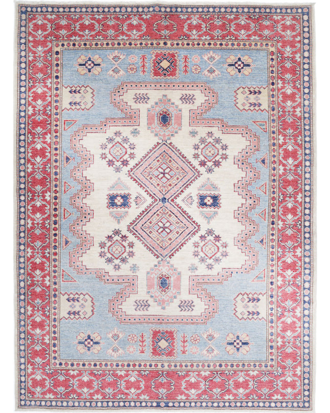Kazak 5' 1" X 6' 9" Hand Knotted Wool Rug 5' 1" X 6' 9" (155 X 206) / Teal / Wool