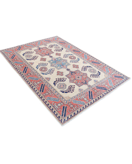 Kazak 4' 11" X 6' 9" Hand Knotted Wool Rug 4' 11" X 6' 9" (150 X 206) / Ivory / Wool