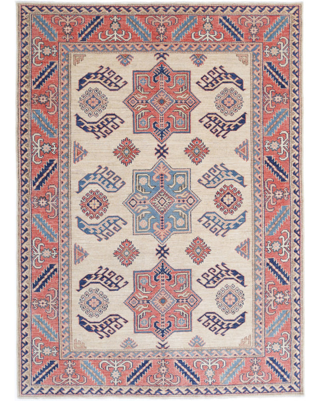Kazak 4' 11" X 6' 9" Hand Knotted Wool Rug 4' 11" X 6' 9" (150 X 206) / Ivory / Wool