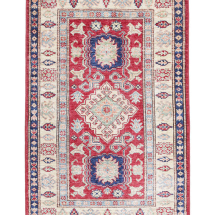 Kazak 2' 8" X 4' 2" Hand Knotted Wool Rug 2' 8" X 4' 2" (81 X 127) / Red / Wool